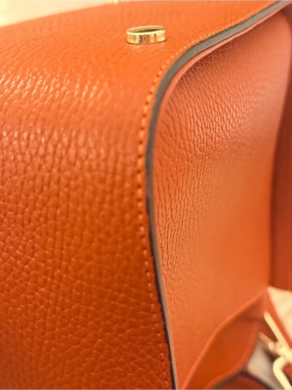 Leather Shoulder Bag in Rustic Orange